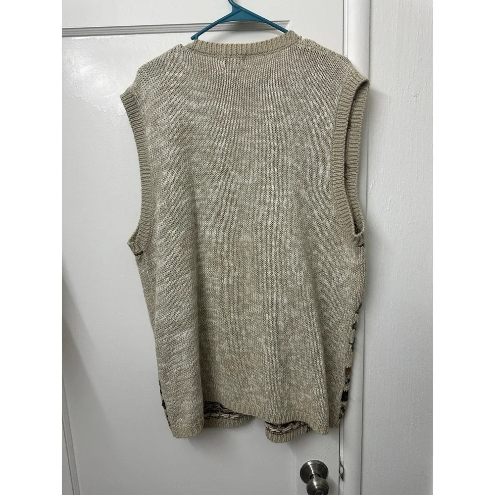 Vintage Koret Button Front Sweater Vest Giraffe Tiger Grannycore Women's Plus 1X